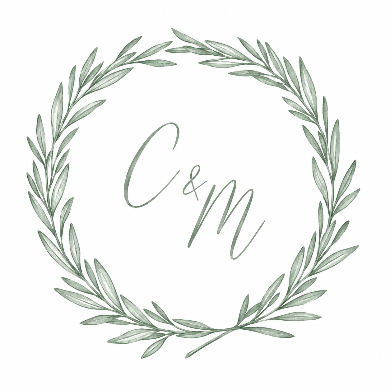 Monogramme C et M dans une couronne végétale